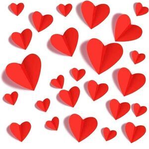 60 Pcs Valentines-Day-Wall-Decorations, 3D Heart Valentine Wall Stickers